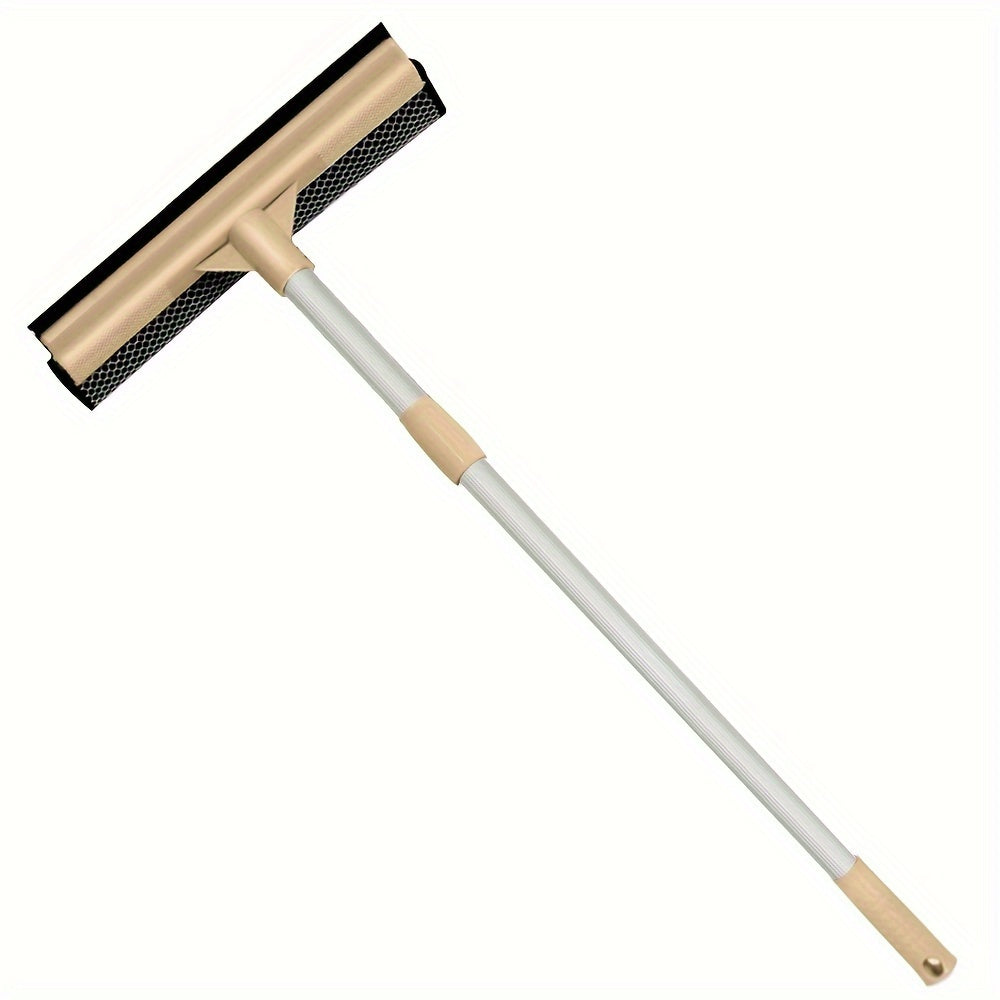 Durable plastic material dual-sided window cleaning tool that is extendable and can be used as a floor squeegee and car window brush. Perfect for cleaning living rooms, bathrooms, glass, and floors.