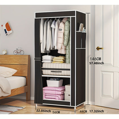 Sturdy Wardrobe Closet Organizer with Dust-Proof Cover, Simple Setup, Multi-Level Shelves for Bedroom Storage - Efficient Clothes Organization Solution