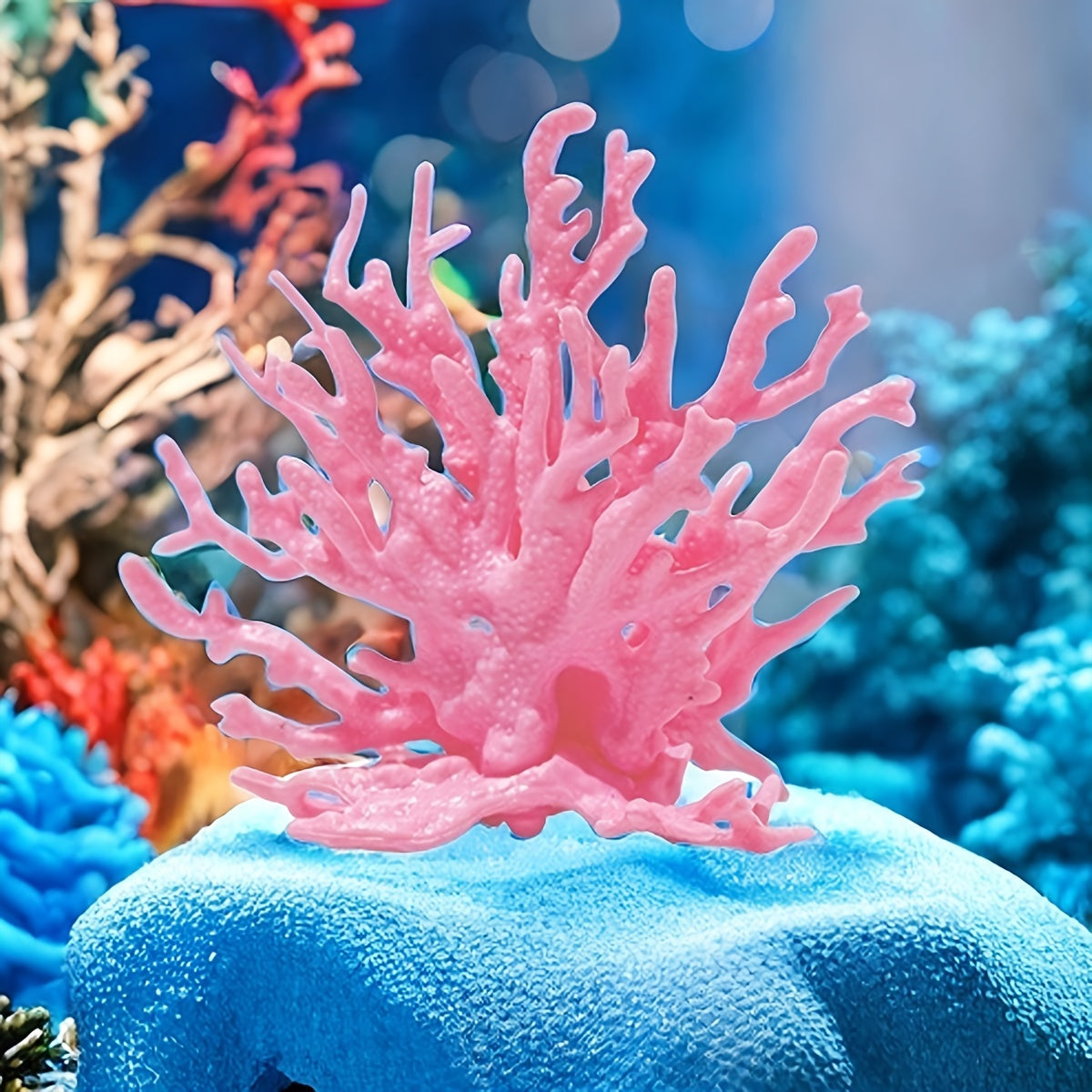 1 piece lifelike PVC coral reef aquarium decor for fish tanks, saltwater, and freshwater landscaping.