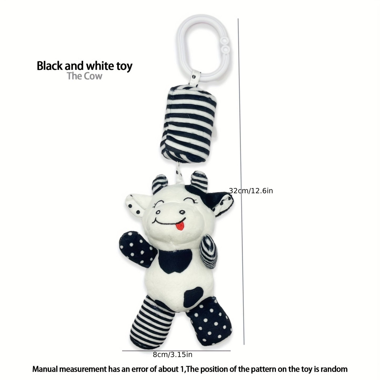 Baby Black and White Wind Chime Bed Decoration, Car Pendant for Newborns, Plush Baby Rattle, Visual Training Bell for 0-1 Year Olds, Early Education Christmas and Halloween Gift.