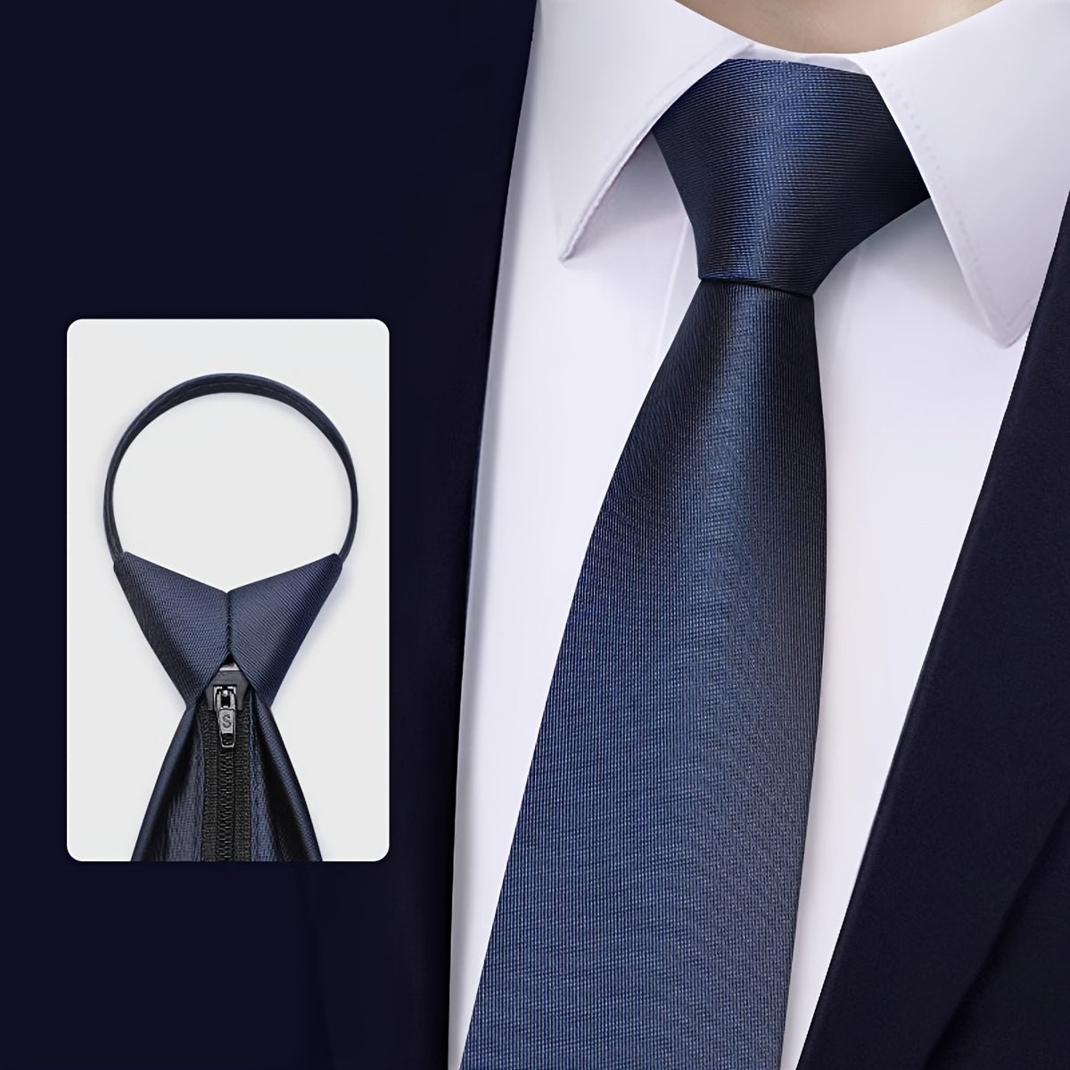 6cm Zipper tie for men suitable for work, business, and formal occasions.