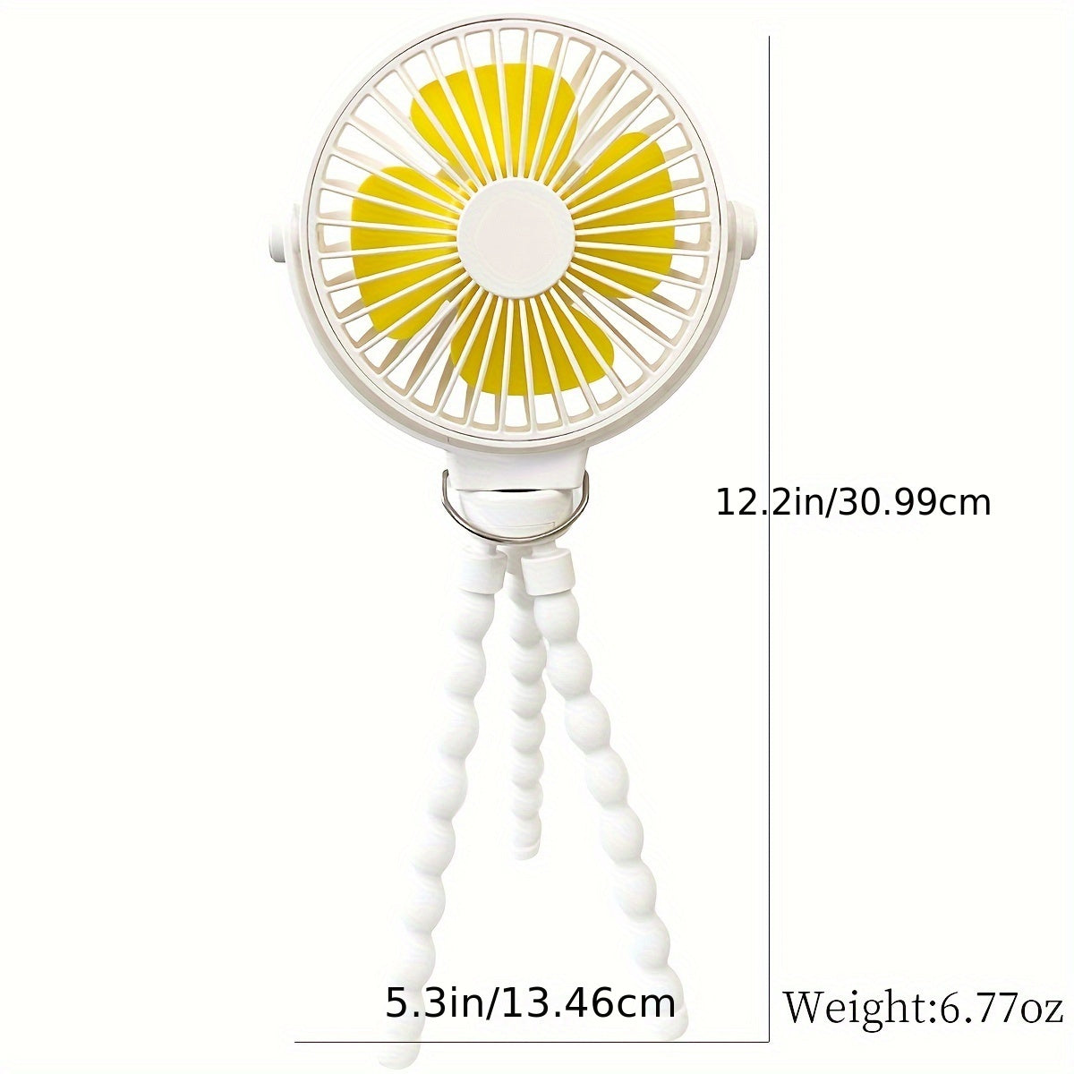 Mini Clip-on USB Fan with Flexible Legs, Rechargeable Portable Octopus Tripod Baby Stroller Fan with Button Control, Painted Plastic Wearable Personal Fan for Indoor and Outdoor Air Circulation