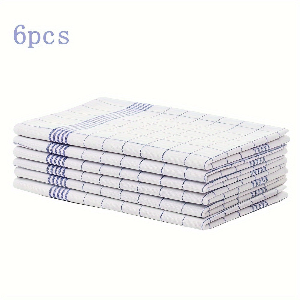 6/12pcs Plaid Dish Towel with Scouring Pad