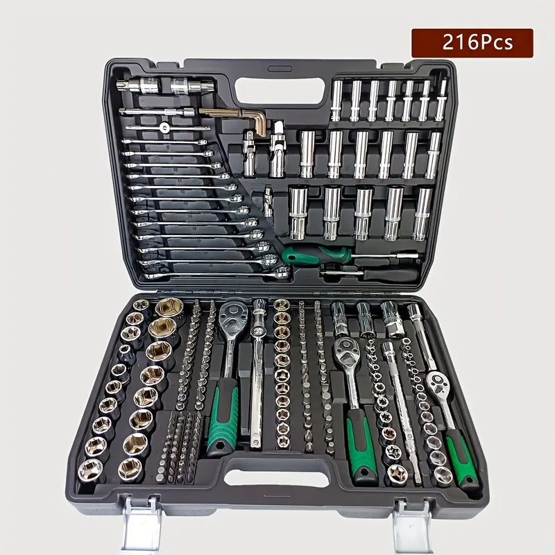 46-piece high-performance Chrome Vanadium Steel socket wrench set for ultimate car repair and maintenance. Ultra-portable and high-torque tools perfect for automotive, bicycle, and