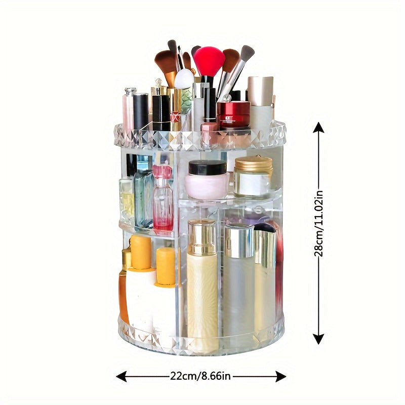 360 ° Rotatable Cosmetic Storage Rack with Large Capacity for Makeup Brushes and Other Items