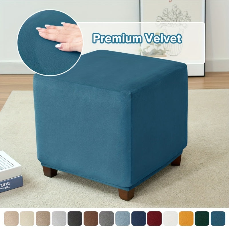 Velvet square ottoman cover for storage stool, with elastic and all-inclusive design.