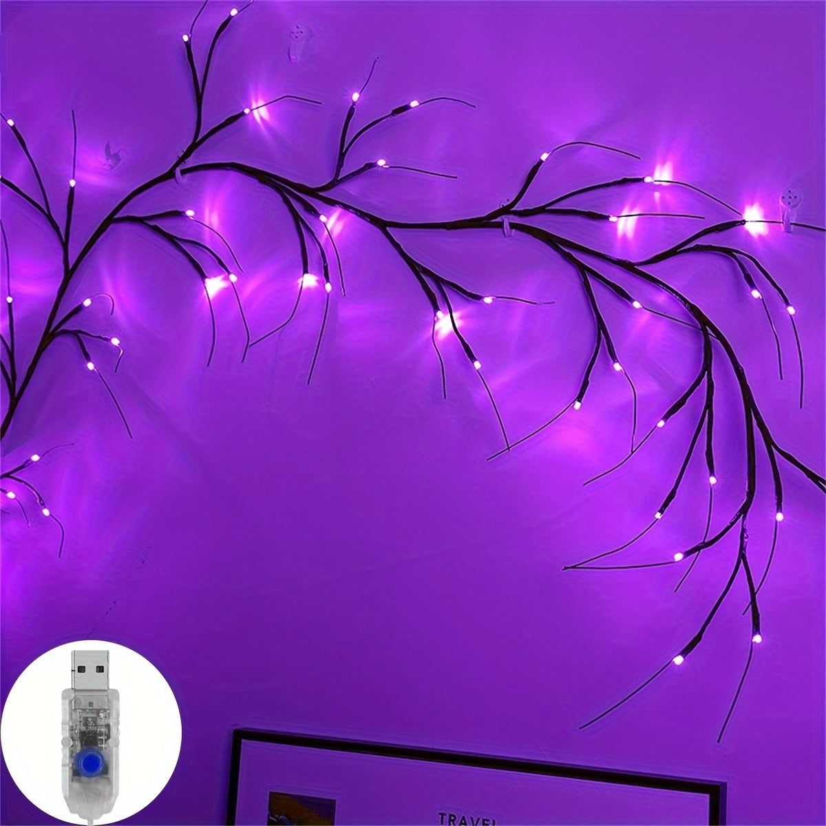 180 LED Waterfall Tree Fairy Lights with 9 drops, 2m/6.65ft indoor garland light with USB plug and 8 modes, ideal for Valentine's Day, St. Patrick's Day, and Easter decorations. (No