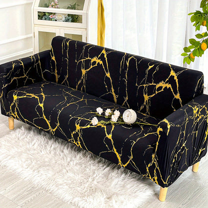 Black bronzing classic stretch sofa cover with elastic band. Ideal furniture protector for bedroom, office, living room, and home decoration.