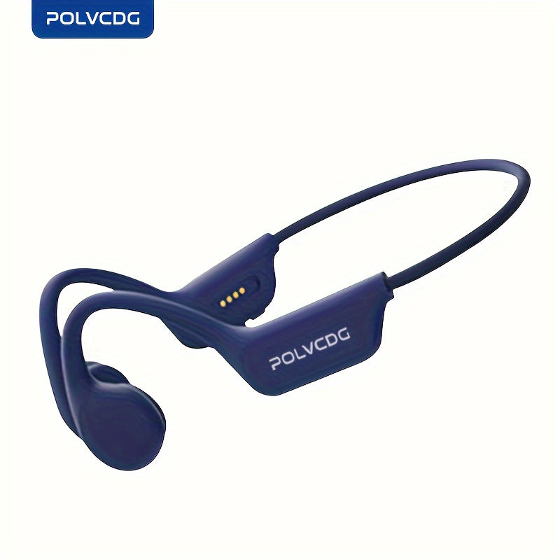 1pc POLVCDG X7 Wireless Bone Conduction Headphones with 10H playtime, 32GB memory, open-ear design, volume control, and compatibility with phones for swimming, running, cycling, and fitness.