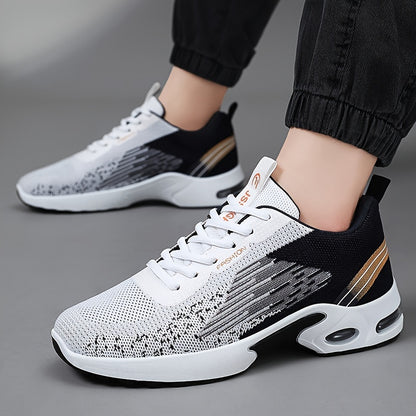 Men's Fashion Sports Sneakers with breathable mesh upper, lace-up design, PVC sole, and cloth insole for year-round comfort.