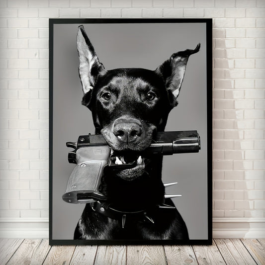 Black dog canvas painting for living room, bedroom, studio hallway art, 39.88*59.94cm. (Unframed)