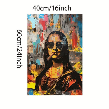 Modern Mona Lisa canvas print, fashionable retro portrait wall art, waterproof painting. Ideal for decorating living room, bedroom, office, dining room, or bar. Perfect gift.