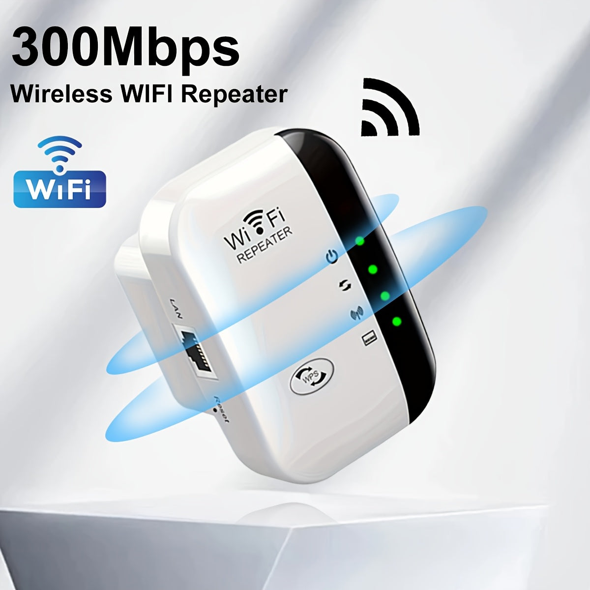 Improve connectivity with our 300Mbps WiFi extender, covering up to 9000 square feet. Easy to install, supports 35 devices and includes Ethernet port.