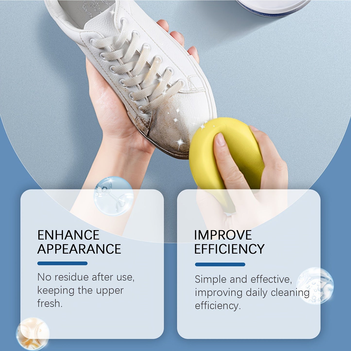 White Sneaker Cleaning Cream Gel with Sodium Bicarbonate - Residue-Free, Restores Shine, Suitable for Different Shoe Materials, Improves Appearance & Efficiency, Less than 1 Liter Capacity