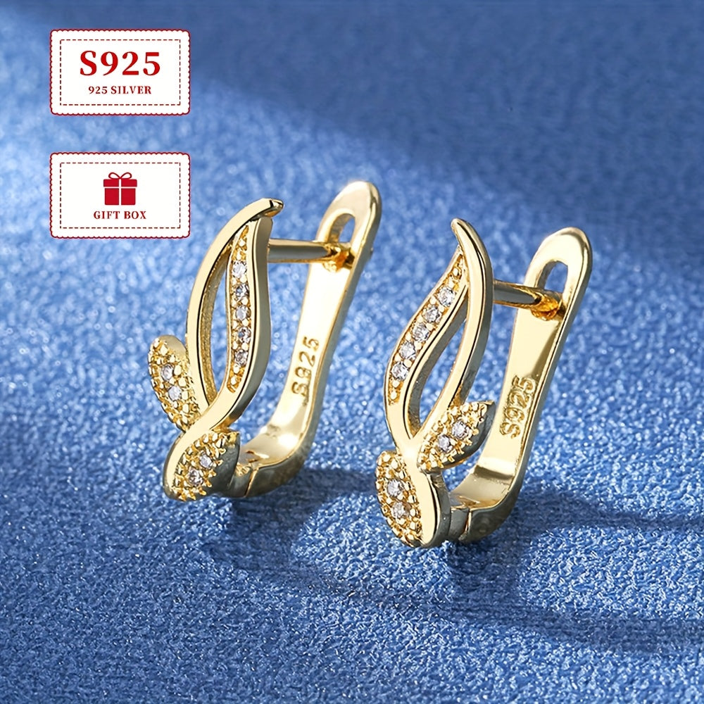 Elegant 925 Sterling Silver Earrings featuring Small Zirconia Grass design, perfect for both daily wear and special occasions. Weighs approximately 3.1 grams.