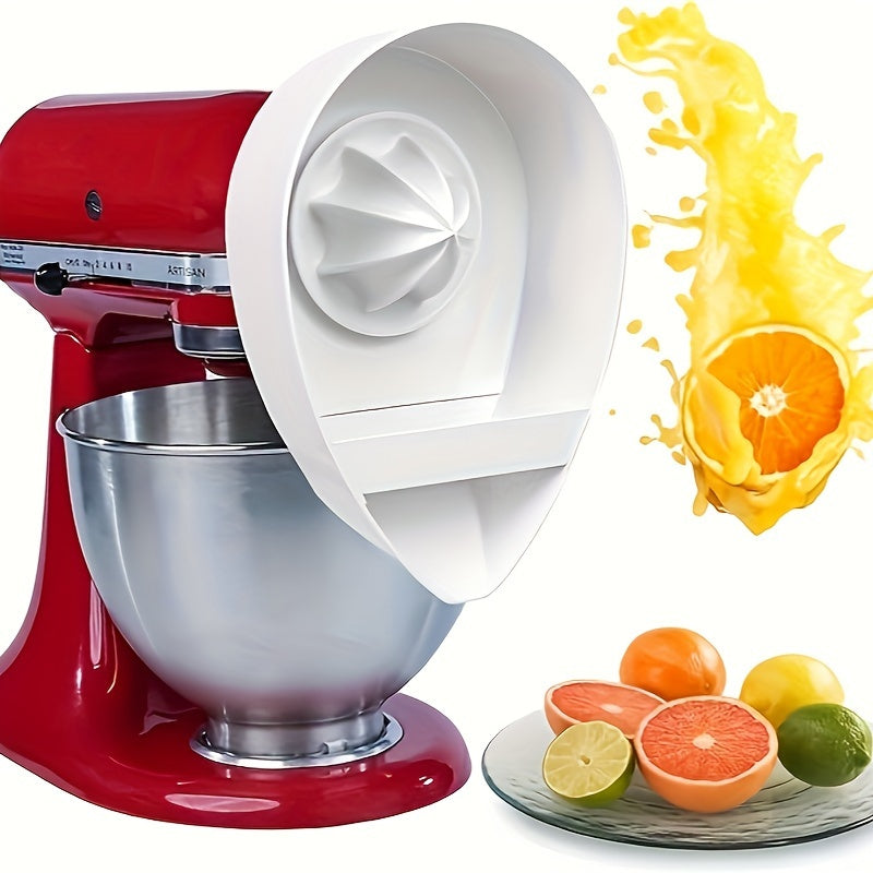 Experience the convenience of the Citrus Juicer Attachment. This vibrant lemon and orange fruit press is designed to fit 4.5-5 quart stainless steel bowls, and includes a mixing bowl cover and pouring shield for easy use. Ideal for fresh juice at home