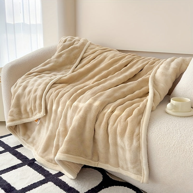 Stay cozy with our versatile 1 piece double-sided plush blanket, perfect for casual comfort. This soft, skin-friendly throw blanket is warm and inviting, making it ideal for all seasons. Great for home, office, camping, car rides, and travel, this