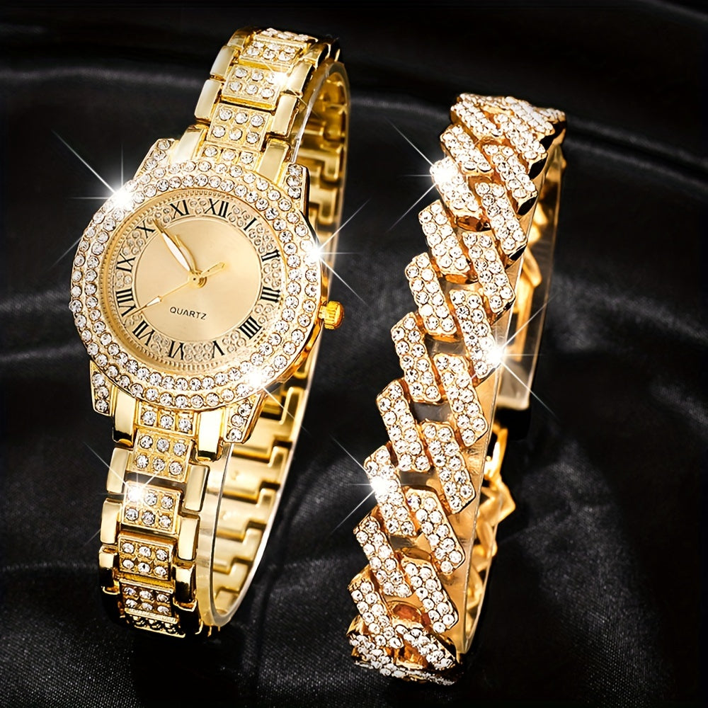 Elegant ladies round quartz watch with luxury bracelet design for all occasions.