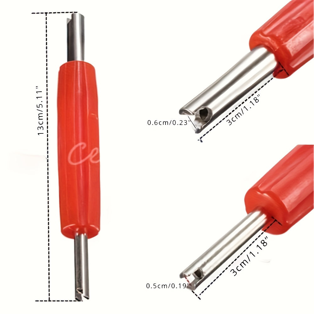 Two sets of four-in-one wrenches and two sets of double-head wrenches, as well as two black and red wrenches that are compatible with cars, bicycles, and motorcycles. Additionally, includes double-head tire valve stem removal tools with a core