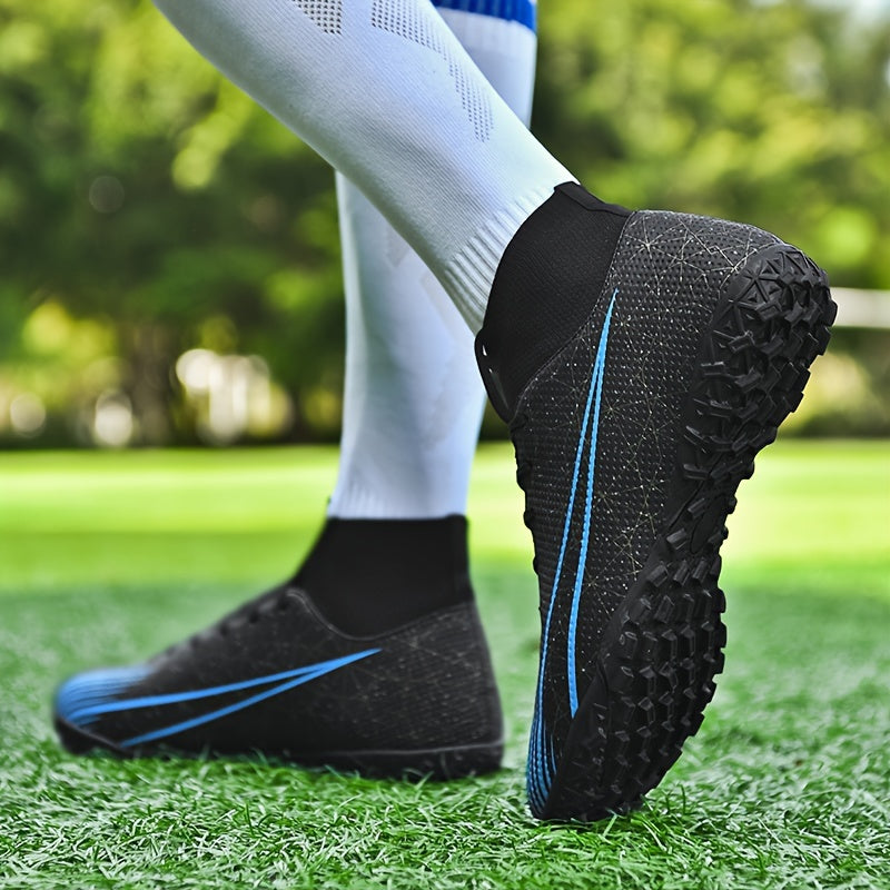 Professional men's turf football boots with anti-skid and breathable features, lace up design for outdoor use.