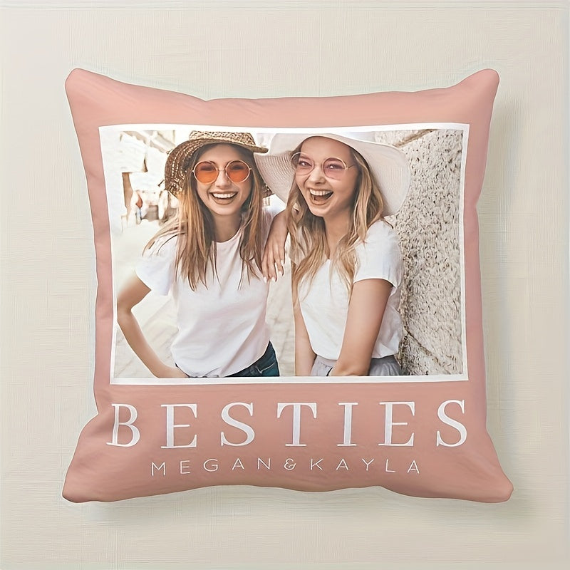 Soft Plush Pillow Cover - Single Sided, Modern Chic Design, Customizable Size - Ideal for Best Friends & Home Decor - Great for Sofa, Bedroom, Living Room (Pillow Not Included)