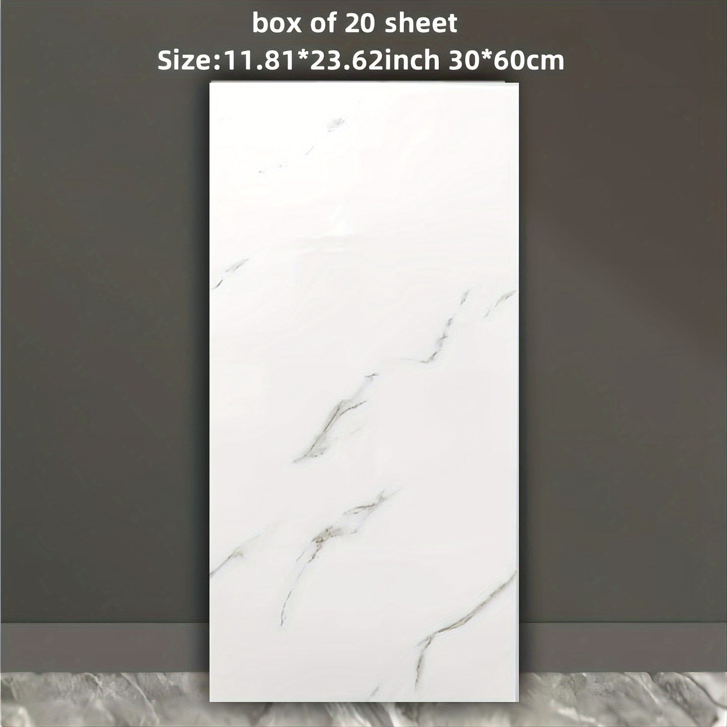 10pcs and 20pcs self-adhesive foam imitation marble tiles in PVC and PE materials with washable straight puzzle pattern. Suitable for living room, kitchen, bathroom, and home waterproof wall stickers. Can be cut to fit any size, perfect for home