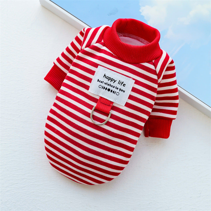 Warm striped sweater for small to medium dogs and cats.