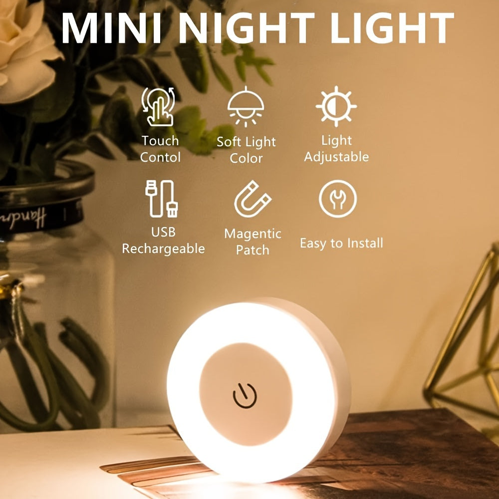 LED Touch Night Light ideal for various areas in the home such as nursery, hallway, bedroom, and living room with adjustable dimming and color options.