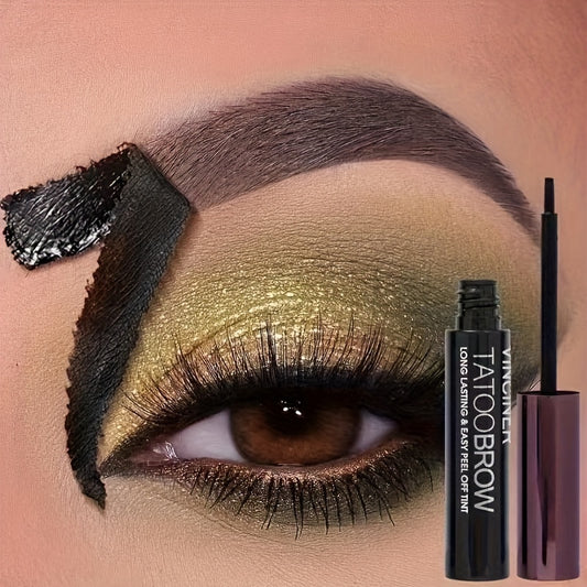 Long-lasting black/brown waterproof eyebrow gel with semi-permanent dye.