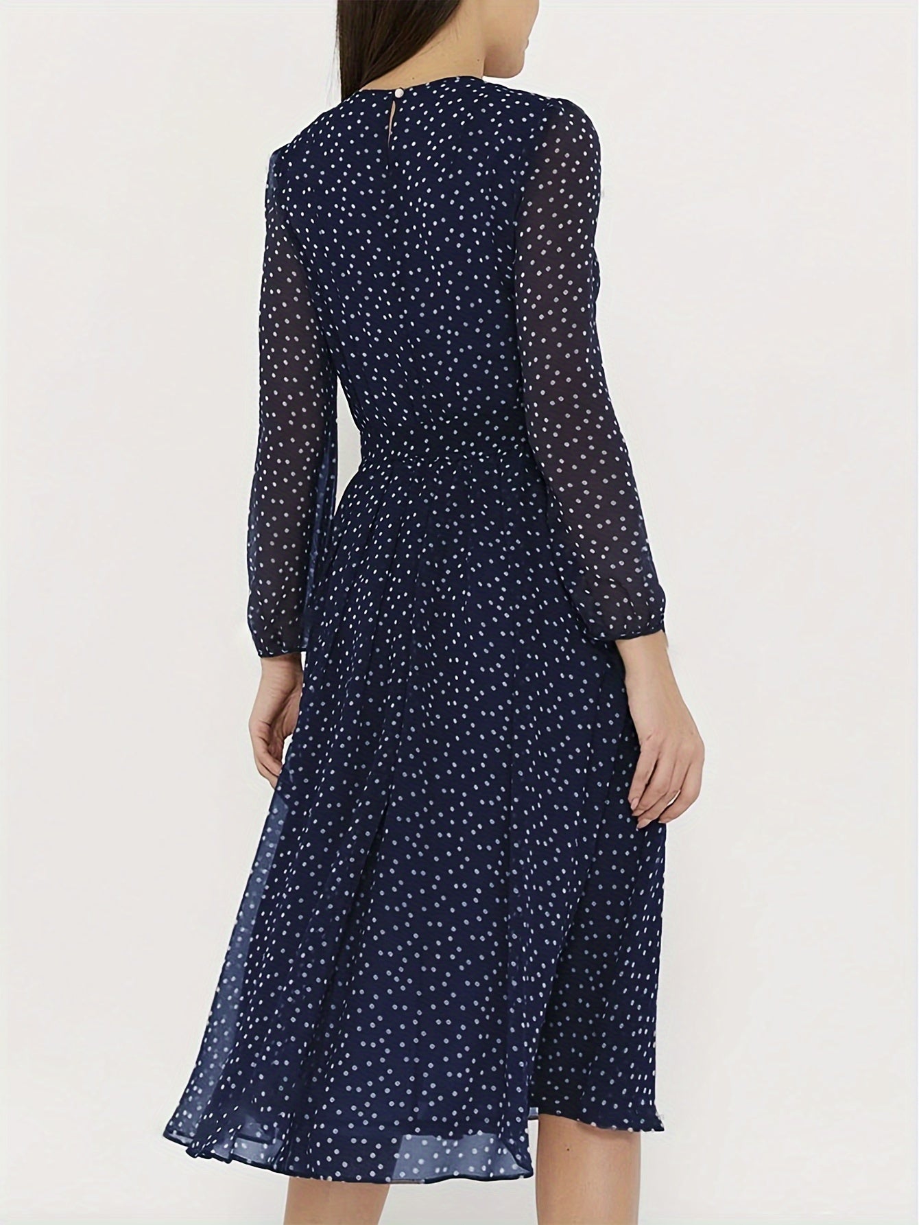 Stylish Polka Dot A-Line Dress with Tie Waist - Versatile for Spring/Summer/Fall