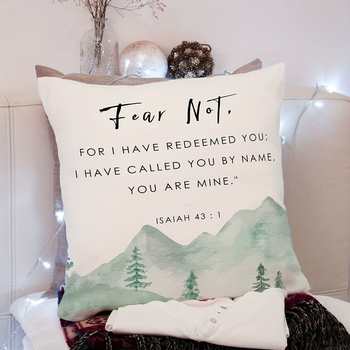 Religious Verse Throw Pillow Cover - Scripture Sayings, I Have Called You By Name, You Are Mine - Perfect Gift for Religious Decor - Sofa Bed Living Room Porch Decoration - Size: 45.72x45.72 cm