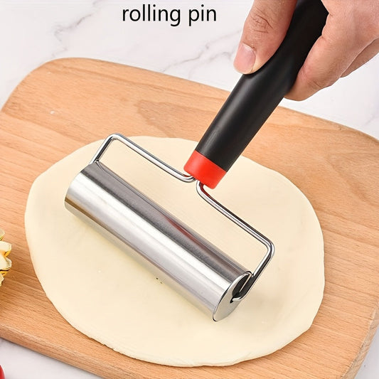 Essential Kitchen Gadget: Stainless Steel T-Shaped Pastry Roller Ideal for Pizza, Bread, and Biscuits