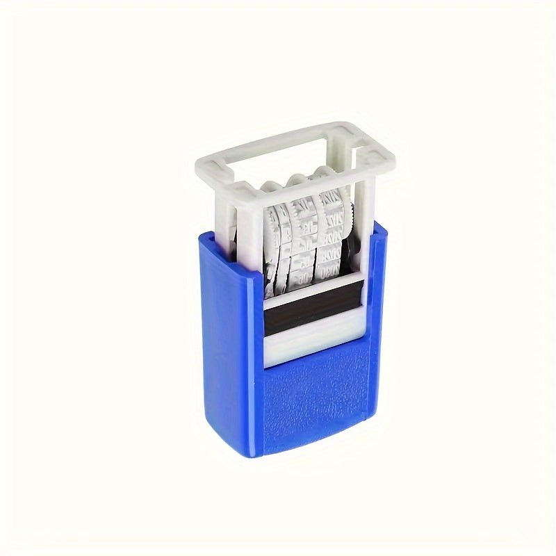 1pc Flip back ink date stamp with adjustable Japanese and Korean hand account seal, made from durable plastic material.