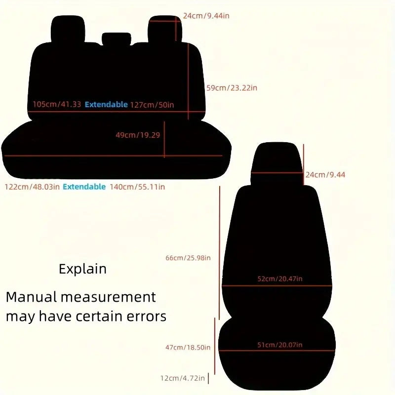 1pc Universal Fit Faux Leather Car Seat Covers, Full Set for 5 Seats, All-Season, Sponge Filled, Hand Washable/Dry Clean, Compatible with 95% of Five-Seater Vehicles.