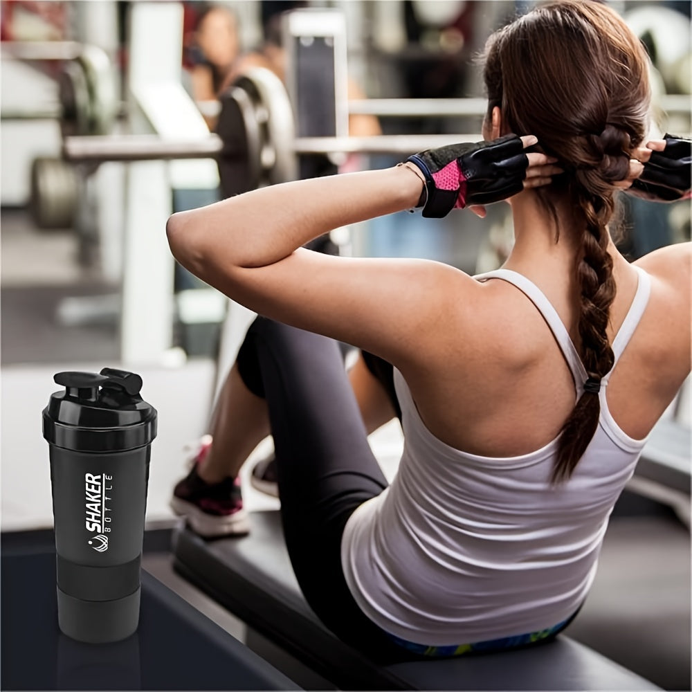 Portable protein shaker made from durable PP material for gym and outdoor fitness enthusiasts