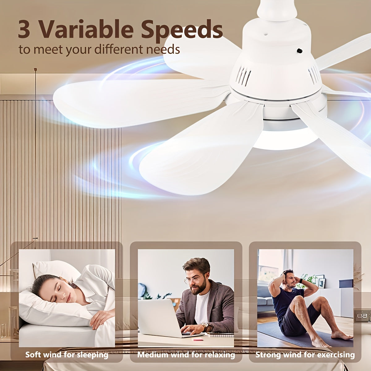 Ceiling fan light with remote control and multifunctional socket. Dimmable color temperature and simple style. Easy installation, suitable for various rooms. LED light fan with 25-40W power