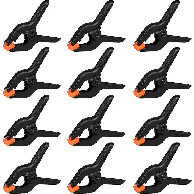 12 spring clamps, 5.08cm small backdrop clips, heavy duty plastic for crafts, backdrop stands, woodworking, photography studios.