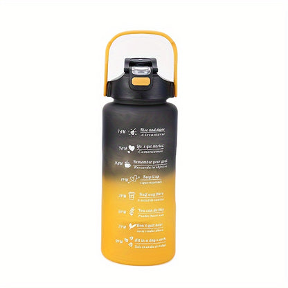 Set of three gradient sports water bottles with time markers, straws, and leak-proof design made of BPA-free PC material. Perfect for various activities and gifting occasions.