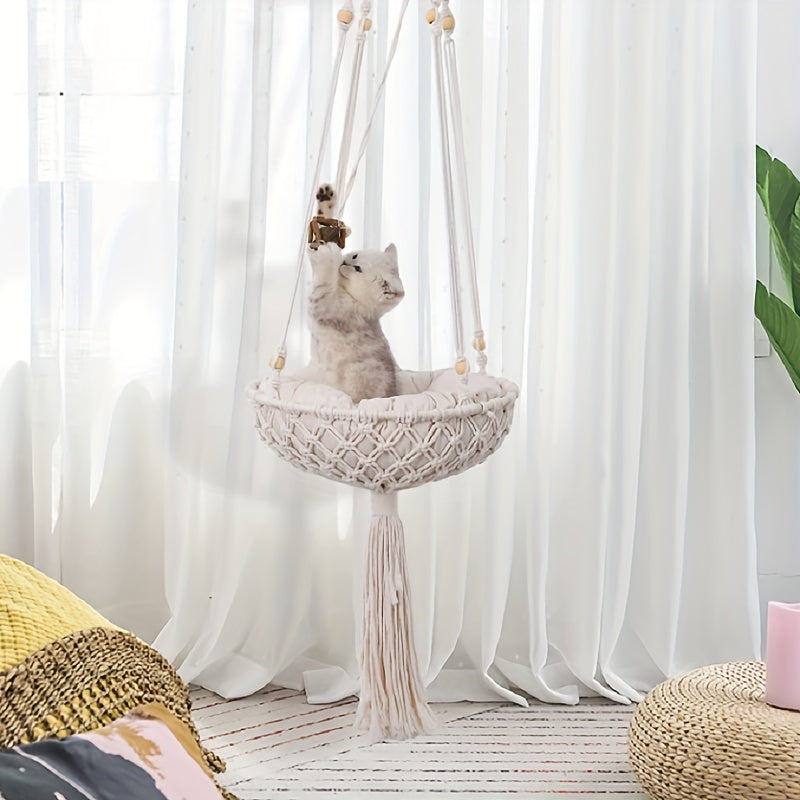 Handwoven Hanging Cat Hammock: Provide a Cozy Lounge Spot for Your Cat!