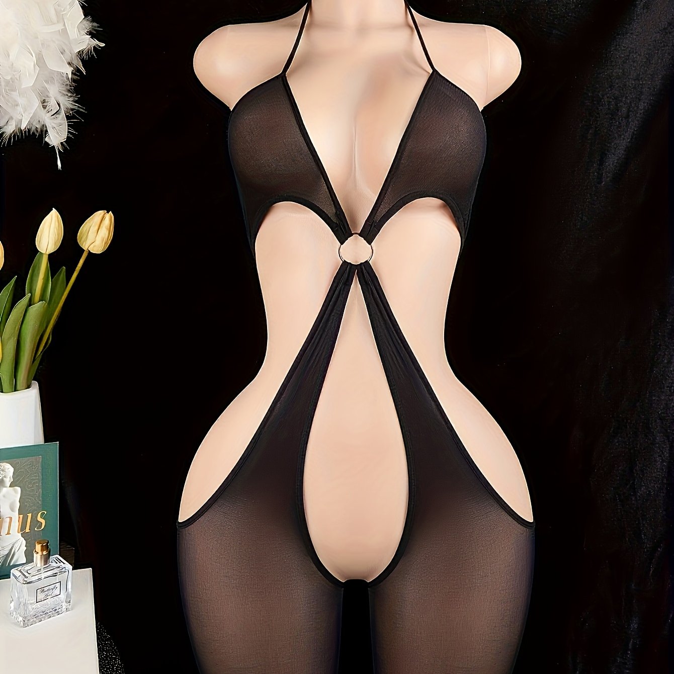 Seductive lingerie, crotchless jumpsuit, and sexy bodysuit for women.