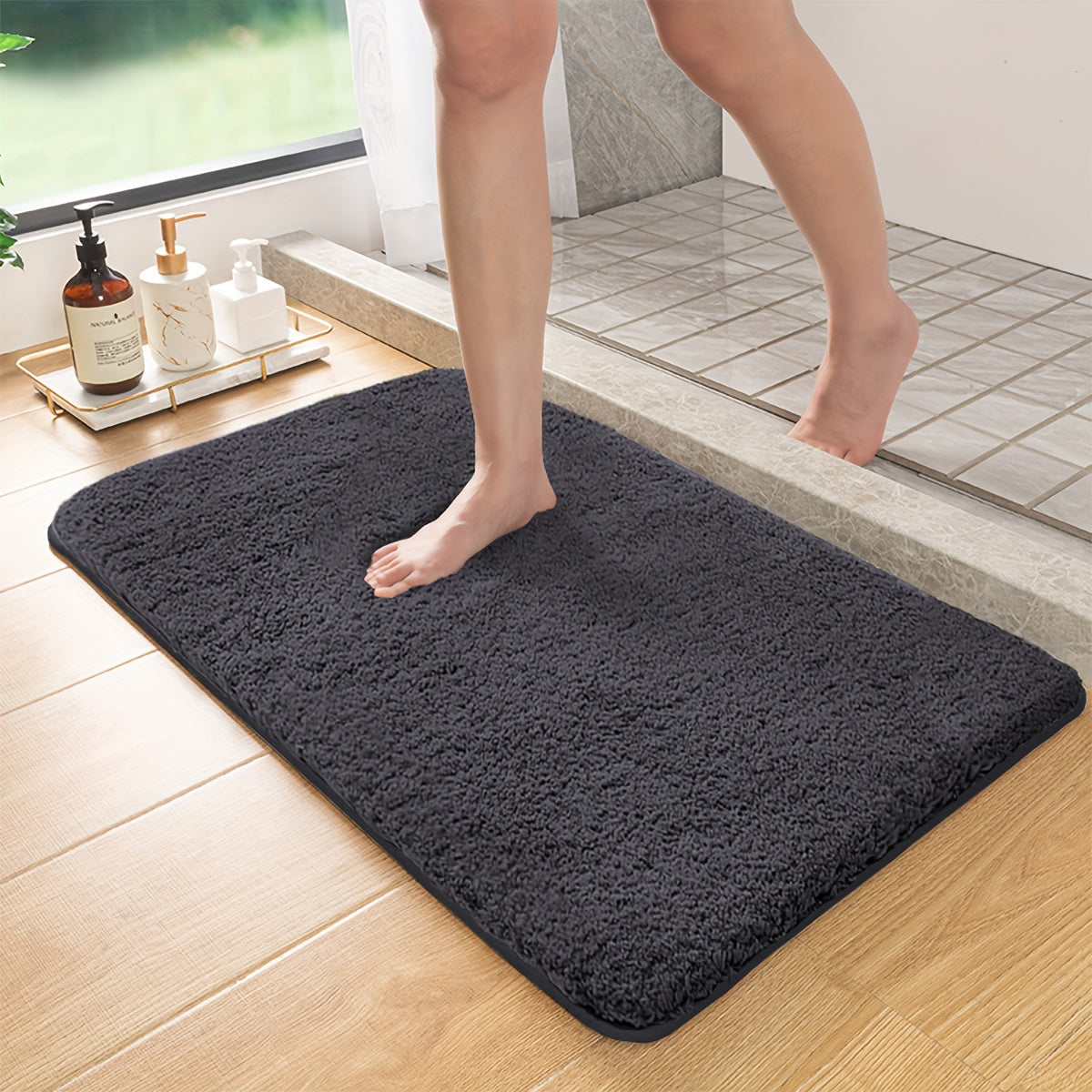 Thick Lamb Velvet Bath Mat with Ultra-Soft Feel - Highly Absorbent, Anti-Slip, and Stain-Resistant Rug for Home Entryway