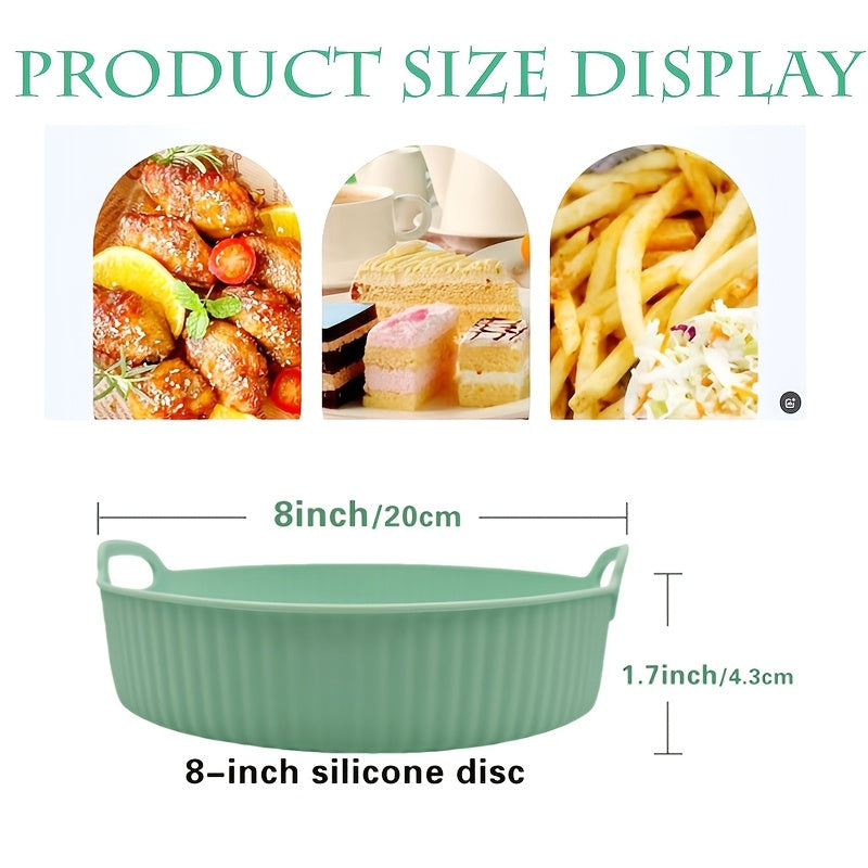 Reusable 8-inch Silicone Air Fryer Liner - Non-Stick, Easy to Clean, High Temperature Resistant Basket Mat for Healthy Cooking