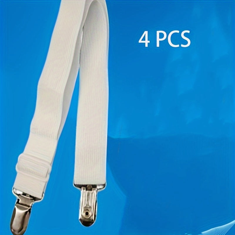 Adjustable Bed Sheet Straps with Clips - Set of 2 or 4, Elastic Straps for Securing Mattress Covers, Sofa Cushions, and Bedding