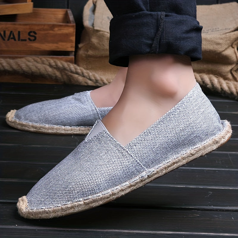 Men's slip-on espadrilles for casual comfort while walking.