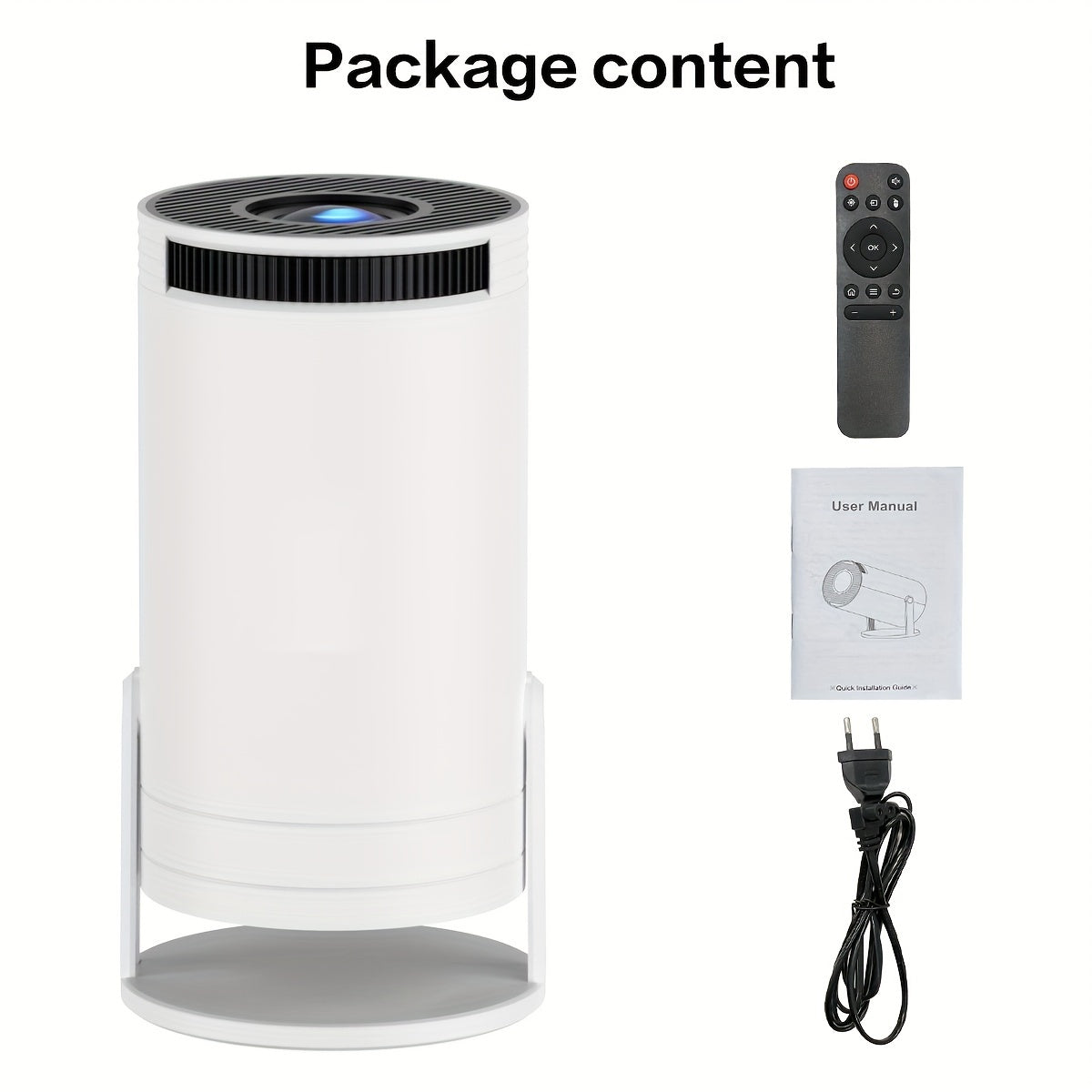 XYA Mini smart projector with WiFi6, Wireless 5.2, 180 Degree Rotation, Supports 1080P video decoding, Automatic Correction, Remote control. Ideal for Phone/Laptop/HDTV.