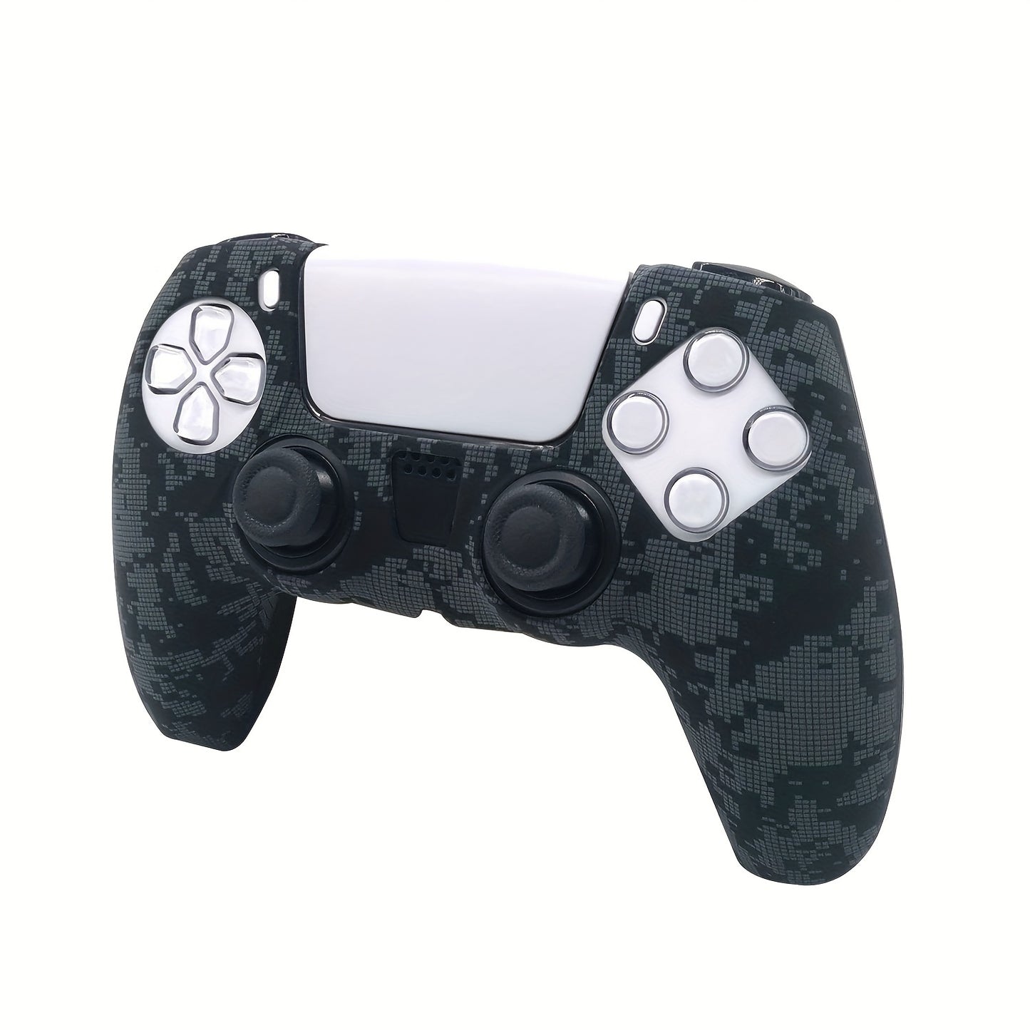 Silicone soft device shell with camo pattern for PS5 controller, water transfer gaming cover with anti-slip texture, enhanced tactile experience, scratch resistant.