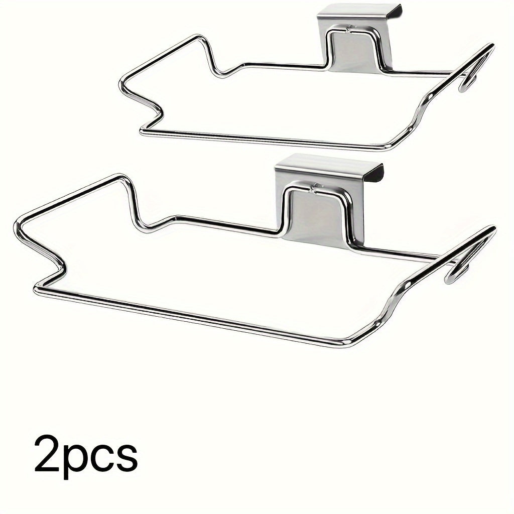 1/2 pieces of stainless steel hooks for holding garbage bags, a wall-mounted plastic bag storage rack designed for the kitchen and bathroom. Useful for organizing and storing kitchen accessories.