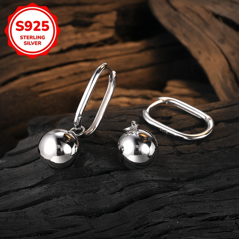 Light Luxury Fashion Long Large Bead Women's Earrings in Silvery, Perfect for Daily Commuting - 4.6g