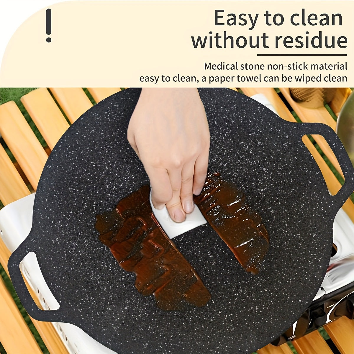 29.97cm Non-Stick Cast Iron BBQ Pan with Two Handles - Ideal for Camping and Home Cooking, Effortless Cleaning