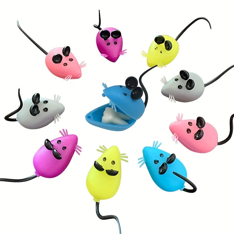 Set of 10 Mouse-shaped Plastic Tooth Storage Boxes for Storing and Collecting Teeth.